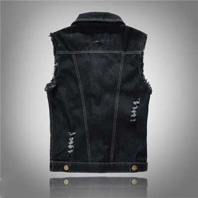 Veste en Jean noire sans manches homme
