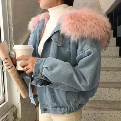 veste en jean courte capuche femme