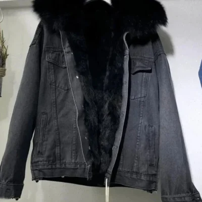 Veste en jean noire femme